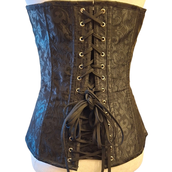 Spirit Halloween Red and Black Zipper Lace-Up Boning Corset Women Size Large - Picture 5 of 16